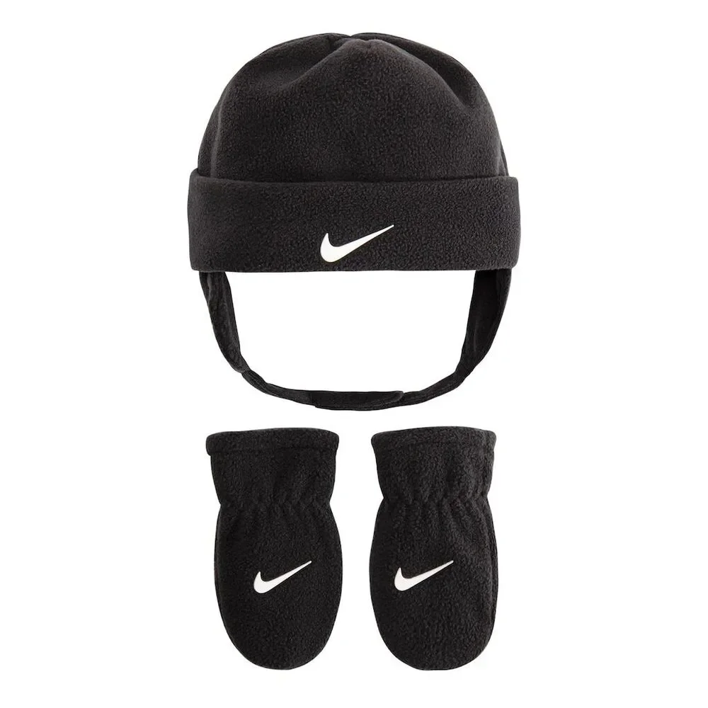Nike Fleece Trapper Hat with Matching Mittens in Charcoal Grey